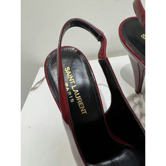 YSL Venus Red Patent Leather Slingback Heels - Size 37 - Picture 8 of 9